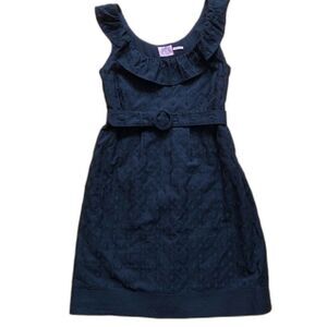 Vintage Y2K Juicy Couture Black Embroidered Cotton Ruffle Shift Dress